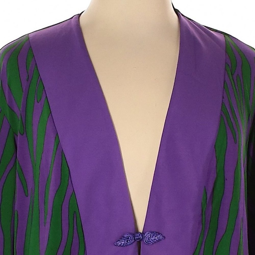 NWT CSC Studio Purple & Green Elbow-Length Slinky Over-Top Size XL Made in USA - Picture 2 of 4